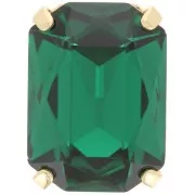 18x13mm Aurora A4627 set crystal - Octagon - Gold - Emerald x1