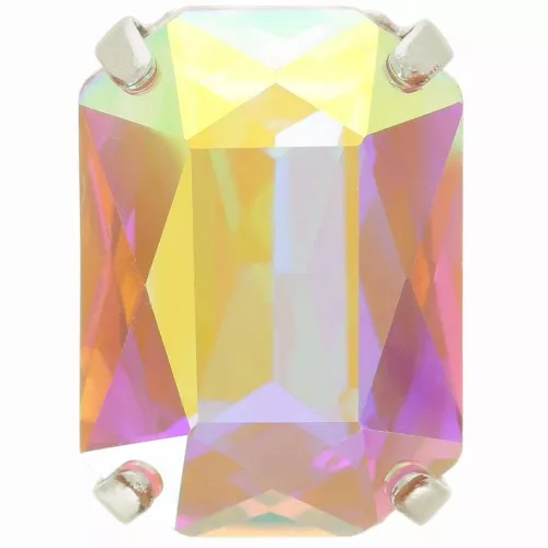 18x13mm Aurora A4627 set crystal - Octagon - Rhodium - Crystal AB x1
