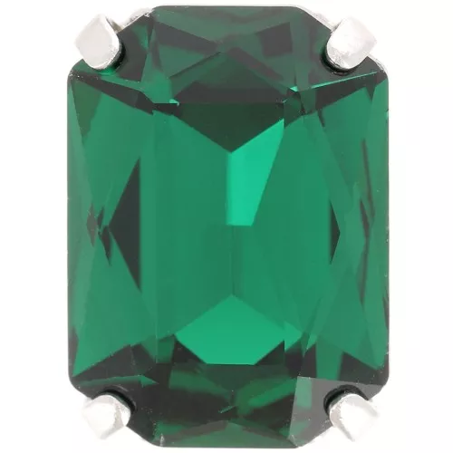 18x13mm Aurora A4627 set crystal - Octagon - Rhodium - Emerald x1