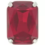 18x13mm Aurora A4627 set crystal - Octagon - Rhodium - Ruby x1
