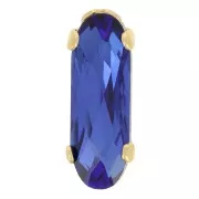 15x5mm Aurora A4161 Set crystal - Long Classical Oval - Gold - Capri Blue x1
