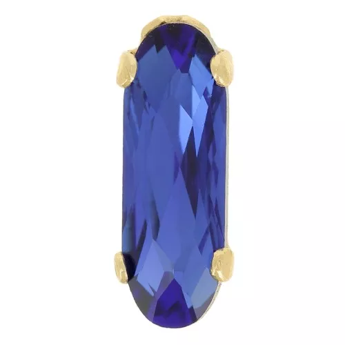 15x5mm Aurora A4161 Set crystal - Long Classical Oval - Gold - Capri Blue x1