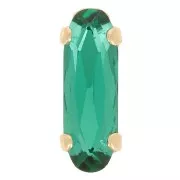 15x5mm Aurora A4161 Set crystal - Long Classical Oval - Gold - Emerald x1