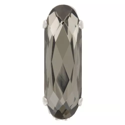 15x5mm Aurora A4161 Set crystal - Long Classical Oval - Rhodium - Black Diamond x1