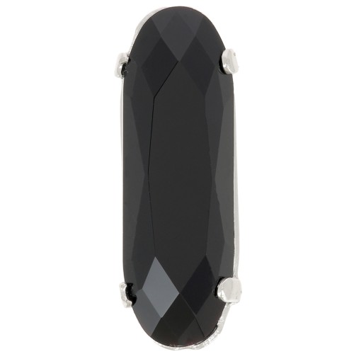 21x7mm Aurora A4161 Set crystal - Long Classical Oval - Rhodium - Jet x1