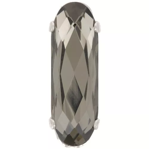 21x7mm Aurora A4161 Set crystal - Long Classical Oval - Rhodium - Black Diamond x1