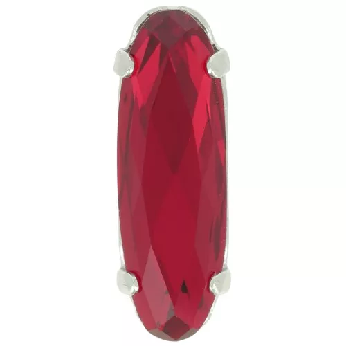 21x7mm Aurora A4161 Set crystal - Long Classical Oval - Rhodium - Ruby x1