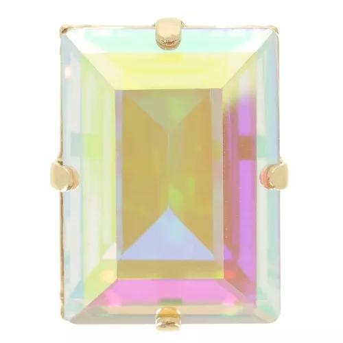 14x10mm Aurora set Crystal A4527 Step Cut Baguette - Gold - Crystal AB x1