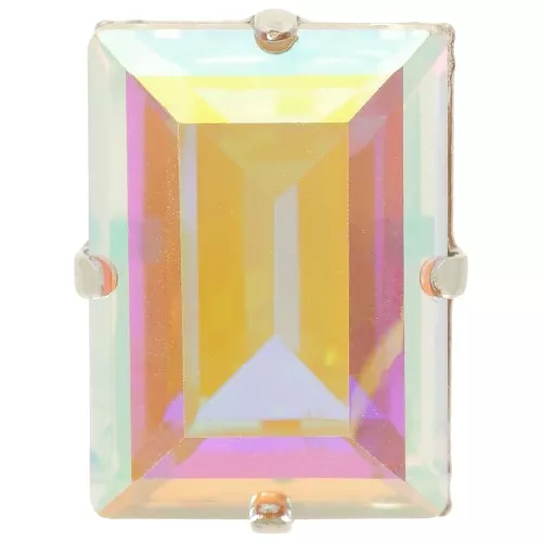 18x13mm Aurora set Crystal A4527 Step Cut Baguette - Rhodium - Crystal AB x1