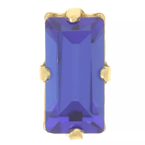 10x5mm Aurora set crystal A4500 baguette - Gold Tone - Capri Blue x1