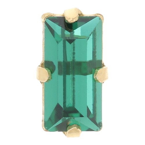 10x5mm Aurora set crystal A4500 baguette - Gold Tone - Emerald x1