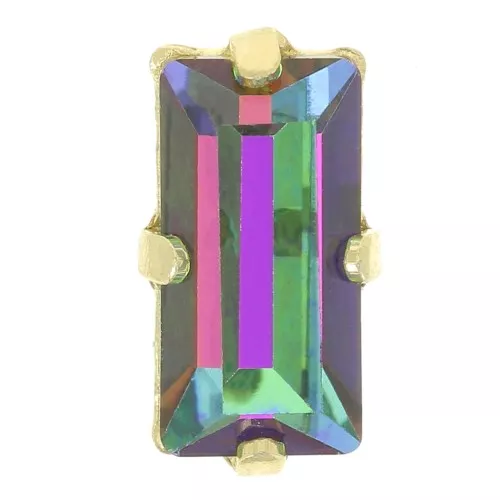 10x5mm Aurora set crystal A4500 baguette - Gold Tone - Crystal Vitrail Medium