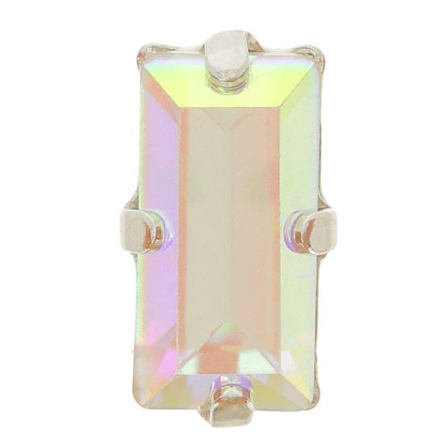 10x5mm Aurora set crystal A4500 baguette - Rhodium - Crystal AB x1