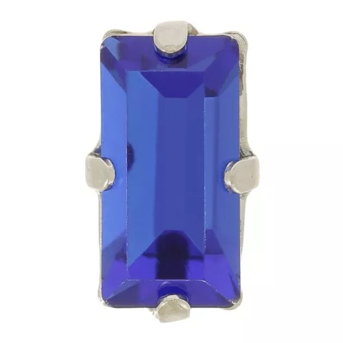 10x5mm Aurora set crystal A4500 baguette - Rhodium - Capri Blue x1