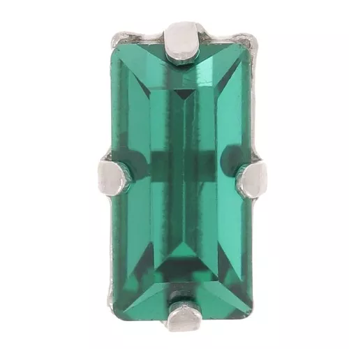 10x5mm Aurora set crystal A4500 baguette - Rhodium - Emerald x1