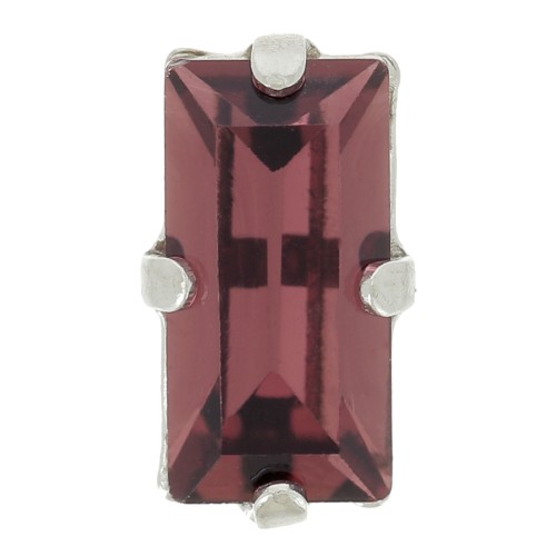 10x5mm Aurora set crystal A4500 baguette - Rhodium - Burgundy x1