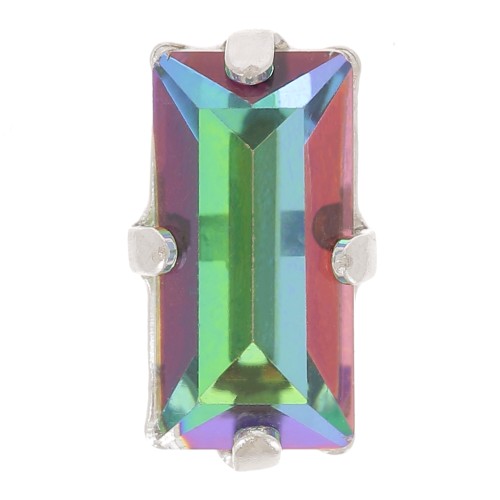 10x5mm Aurora set crystal A4500 baguette - Rhodium - Crystal Vitrail Medium x1