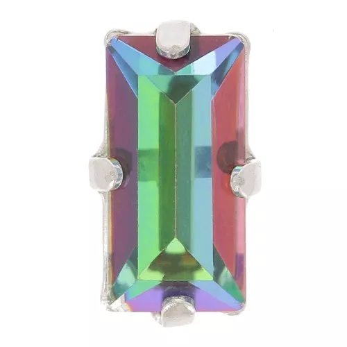 10x5mm Aurora set crystal A4500 baguette - Rhodium - Crystal Vitrail Medium x1