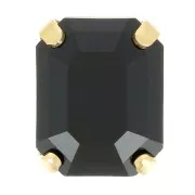 8x6mm Aurora set crystaAl 4610 Step Cut Octagon - Gold Tone - Jet x1