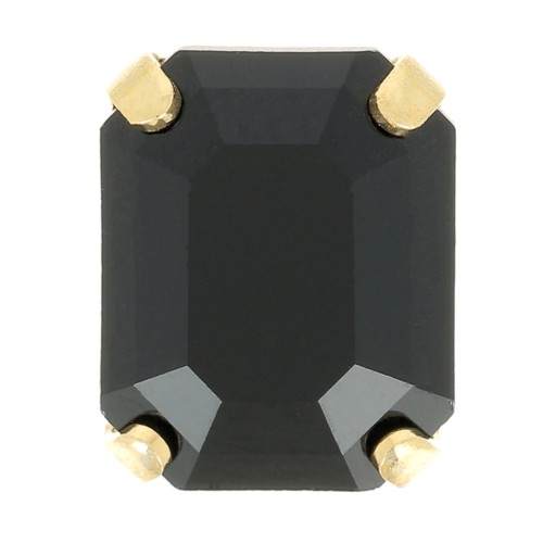 8x6mm Aurora set crystaAl 4610 Step Cut Octagon - Gold Tone - Jet x1