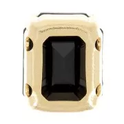 8x6mm Aurora set crystaAl 4610 Step Cut Octagon - Gold Tone - Jet x1