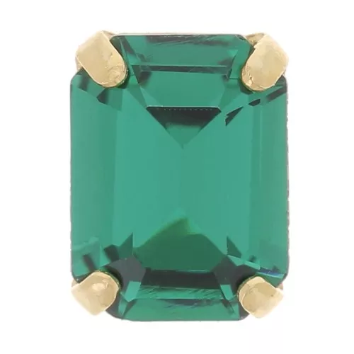 8x6mm Aurora set crystaAl 4610 Step Cut Octagon - Gold Tone - Emerald x1