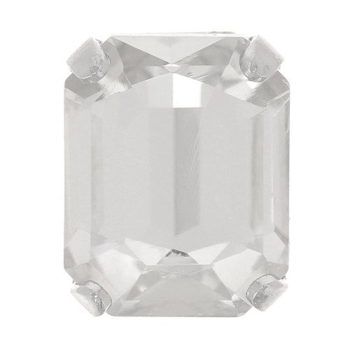 8x6mm Aurora set crystaAl 4610 Step Cut Octagon - Rhodium Tone - Crystal x1