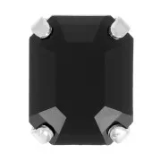 8x6mm Aurora set crystaAl 4610 Step Cut Octagon - Rhodium Tone - Jet x1