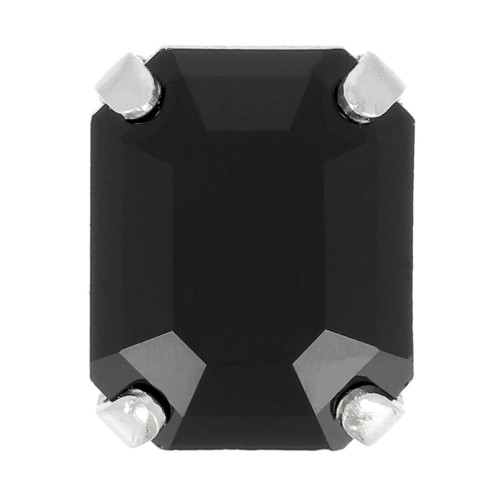 8x6mm Aurora set crystaAl 4610 Step Cut Octagon - Rhodium Tone - Jet x1