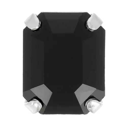 8x6mm Aurora set crystaAl 4610 Step Cut Octagon - Rhodium Tone - Jet x1