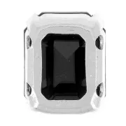 8x6mm Aurora set crystaAl 4610 Step Cut Octagon - Rhodium Tone - Jet x1