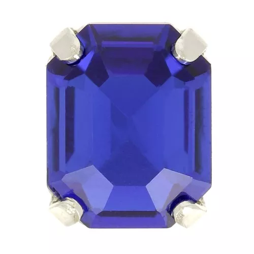 8x6mm Aurora set crystaAl 4610 Step Cut Octagon - Rhodium Tone - Capri Blue x1