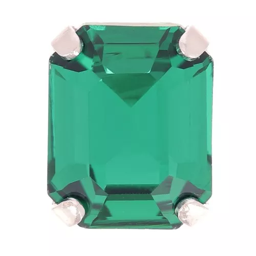 8x6mm Aurora set crystaAl 4610 Step Cut Octagon - Rhodium Tone - Emerald x1