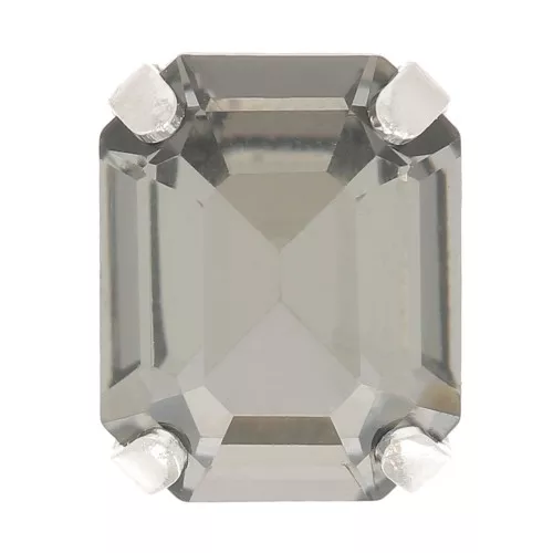 8x6mm Aurora set crystaAl 4610 Step Cut Octagon - Rhodium Tone - Black Diamond x1