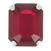 8x6mm Aurora set crystaAl 4610 Step Cut Octagon - Rhodium Tone - Ruby x1