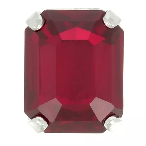 8x6mm Aurora set crystaAl 4610 Step Cut Octagon - Rhodium Tone - Ruby x1