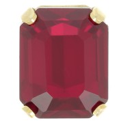 10x8mm Aurora set crystaAl 4610 Step Cut Octagon - Gold Tone - Ruby x1|raw }}