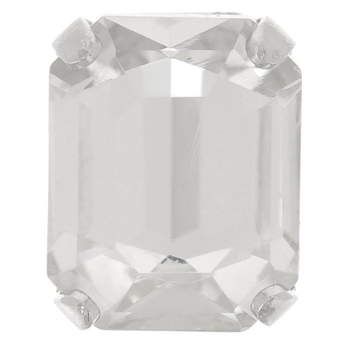 10x8mm Aurora set crystaAl 4610 Step Cut Octagon - Silver Tone - Crystal x1