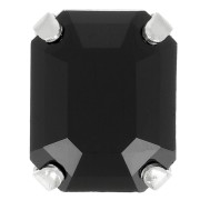 10x8mm Aurora set crystaAl 4610 Step Cut Octagon - Silver Tone - Jet x1|raw }}