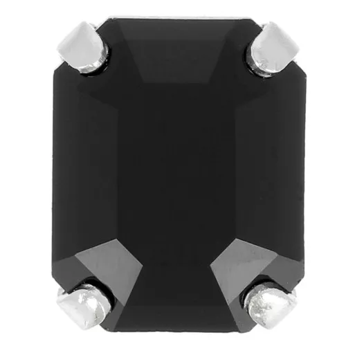 10x8mm Aurora set crystaAl 4610 Step Cut Octagon - Silver Tone - Jet x1
