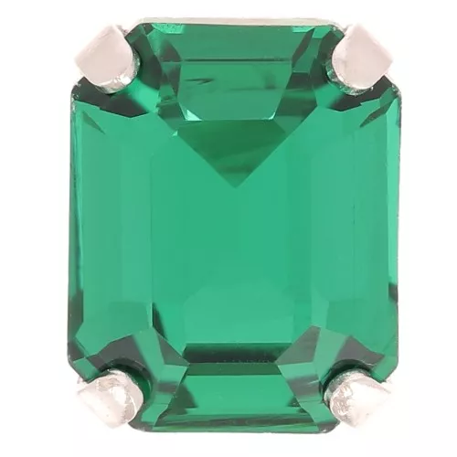 10x8mm Aurora set crystaAl 4610 Step Cut Octagon - Silver Tone - Emerald x1