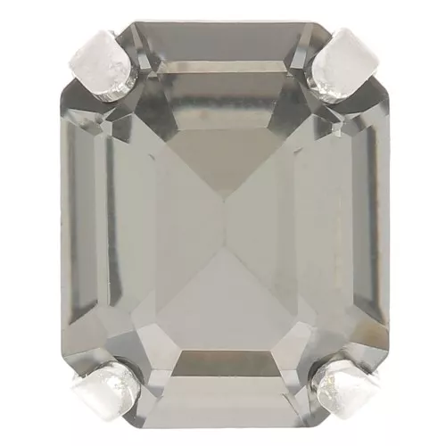 10x8mm Aurora set crystaAl 4610 Step Cut Octagon - Silver Tone - Black Diamond x1