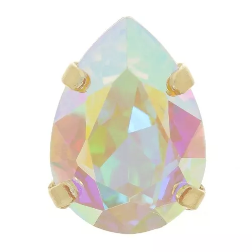 8x6mm Aurora A4320 Drop set crystal - Gold Tone - Crystal AB x1