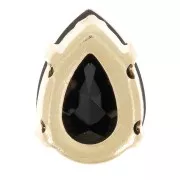 8x6mm Aurora A4320 Drop set crystal - Gold Tone - Jet x1