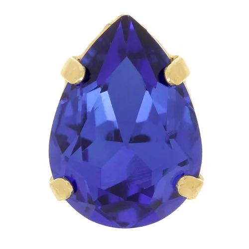 8x6mm Aurora A4320 Drop set crystal - Gold Tone - Capri Blue x1