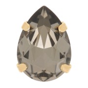 8x6mm Aurora A4320 Drop set crystal - Gold Tone - Black Diamond x1|raw }}