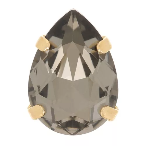 8x6mm Aurora A4320 Drop set crystal - Gold Tone - Black Diamond x1