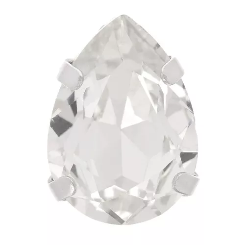 8x6mm Aurora A4320 Drop set crystal - Rhodium - Crystal x1