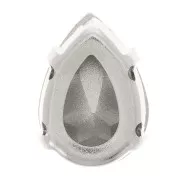 8x6mm Aurora A4320 Drop set crystal - Rhodium - Crystal AB x1