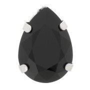 8x6mm Aurora A4320 Drop set crystal - Rhodium - Jet x1